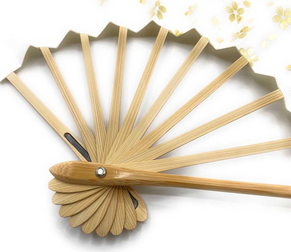 Amazon.co.jp: [花かげ] 舞扇子 愛 1526 白パール地 桜 金 9寸5